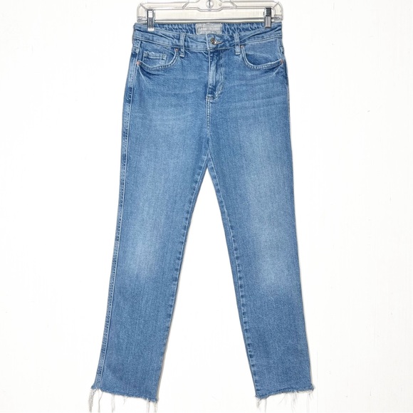 Free People Fringe Hem High Rise Cropped Straight Leg Girlfriend Jeans - Picture 2 of 12